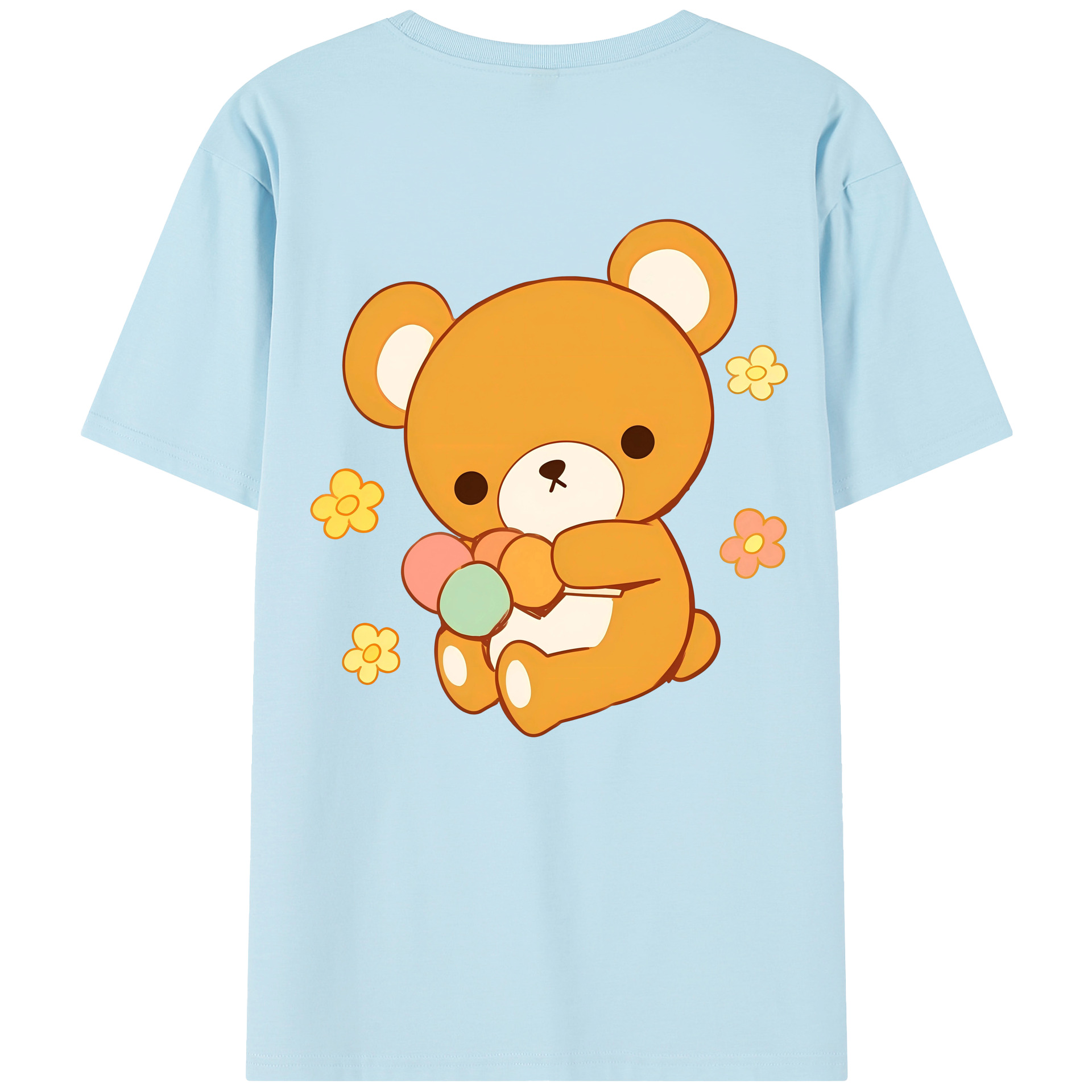 （画像用） リラックマ リラックマ キイロイトリ Rilakkuma Korilakkuma Kiiroitori 綿100％半袖Tシャツ（背面プリント）